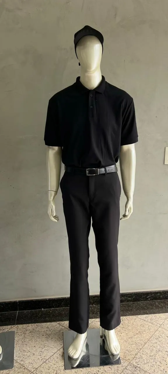 Camisa Polo Preta com Cinto e Calça — Artveste Uniformes