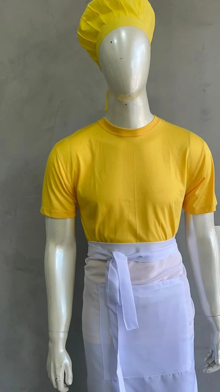 Camiseta Amarela com Avental Branco — Artveste Uniformes