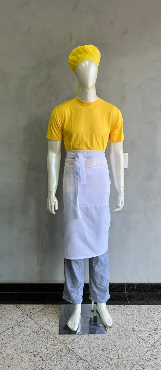 Camiseta Amarela com Avental Branco 2 — Artveste Uniformes