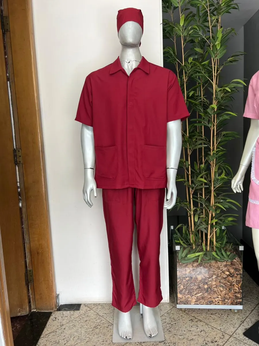 Conjunto Camisa Manga Curta Bordô e Calça — Artveste Uniformes
