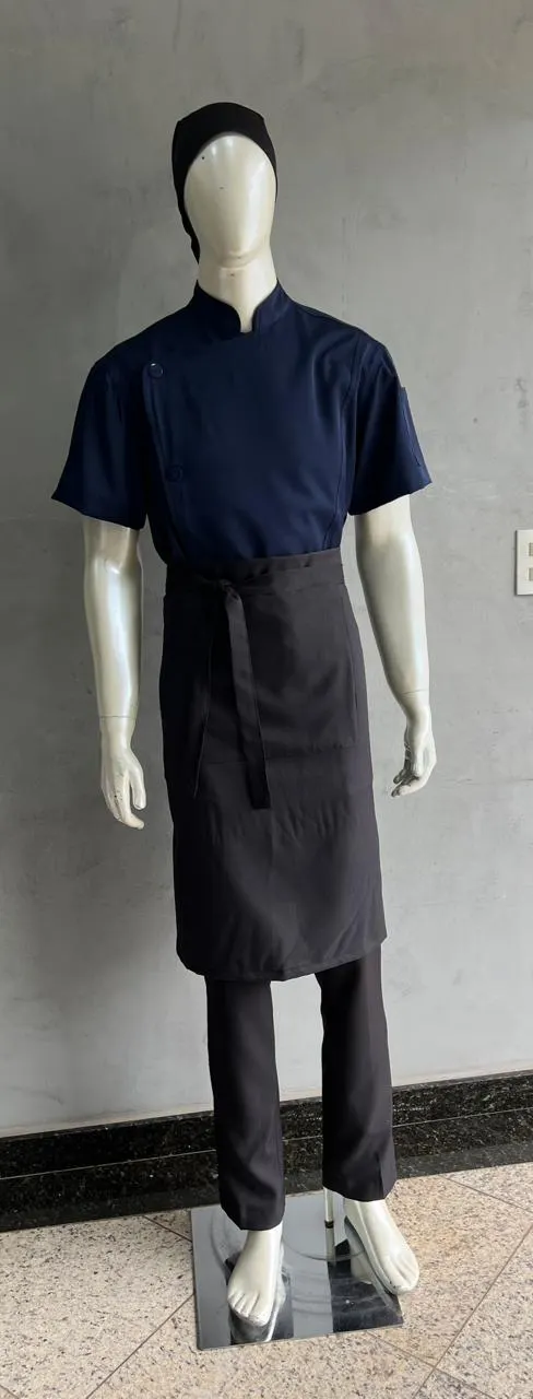 Dolma Chef Azul Marinho com Avental Preto — Artveste Uniformes