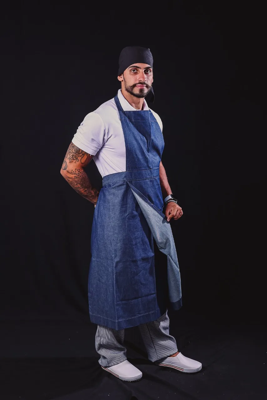 Avental Jeans Peitoral com Bandana — Artveste Uniformes