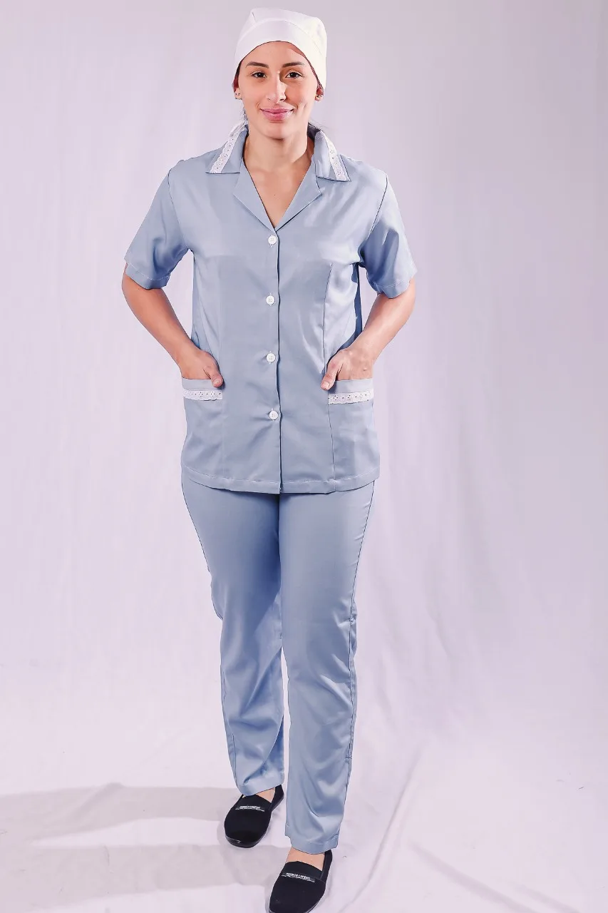 Conjunto Azul Serenity Rendado — Artveste Uniformes