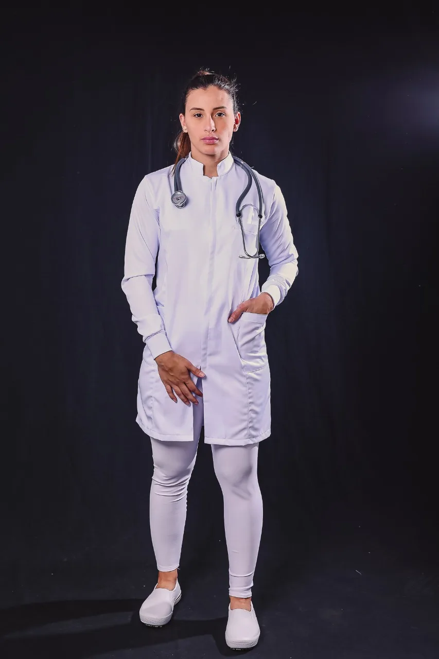 Jaleco Branco Gola Padre — Artveste Uniformes