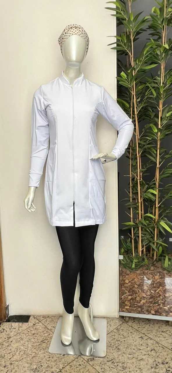 Guarda Pó Manga Longa Zíper Branco 3 — Artveste Uniformes